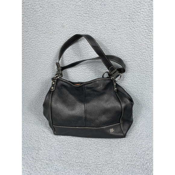 The Sak Black Leather Purse Double Handle Handbag - Picture 1 of 11